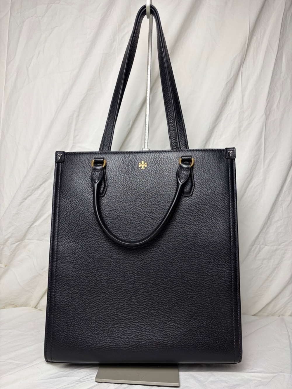 Tory Burch Blake Shopping Tote Black Pebbled Leather Work Laptop Bag - Picture 4 of 16